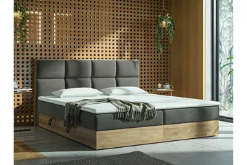 Aviemore Komplett Sängpaket 160x200 cm med Sänggavel + Bäddmadrass med Fasthetsgrad Medium - Mörkgrå - Möbler - Säng - Sängram & sängstomme