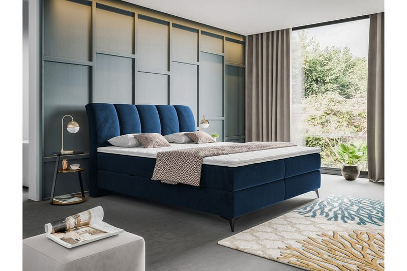 Aviemore Komplett Sängpaket 180x200 cm med Sänggavel + Bäddmadrass med Fasthetsgrad Medium - Blå - Möbler - Säng - Sängram & sängstomme