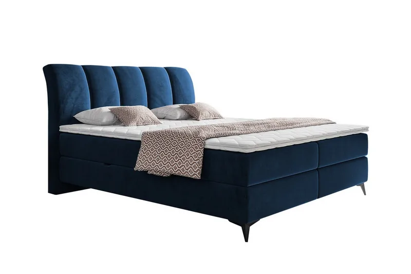 Aviemore Komplett Sängpaket 180x200 cm med Sänggavel + Bäddmadrass med Fasthetsgrad Medium, Blå