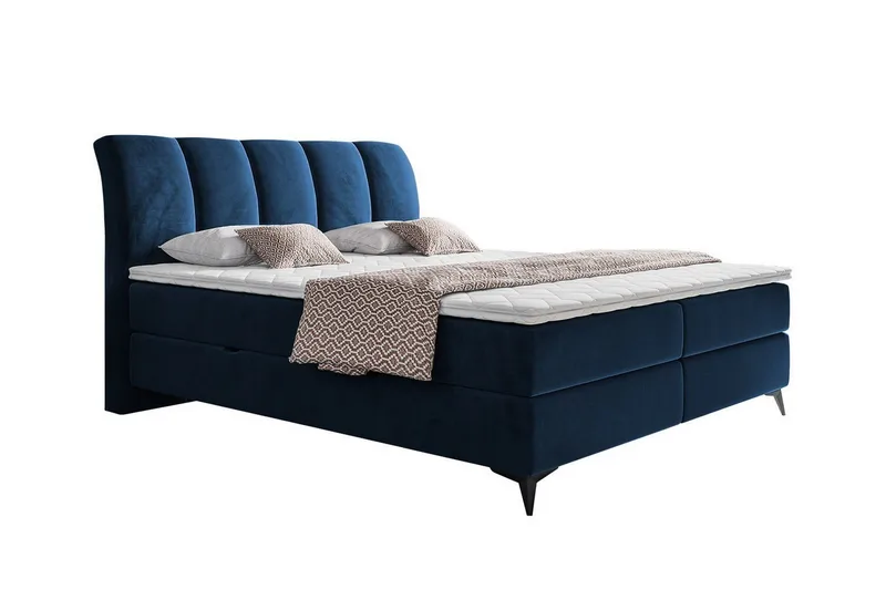 Aviemore Komplett Sängpaket med Förvaring 160x200 cm med Sänggavel + Bäddmadrass, Blå