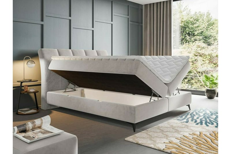 Aviemore Komplett Sängpaket med Förvaring 160x200 cm med Sänggavel + Bäddmadrass - Blå - Möbler - Säng - Sängram & sängstomme