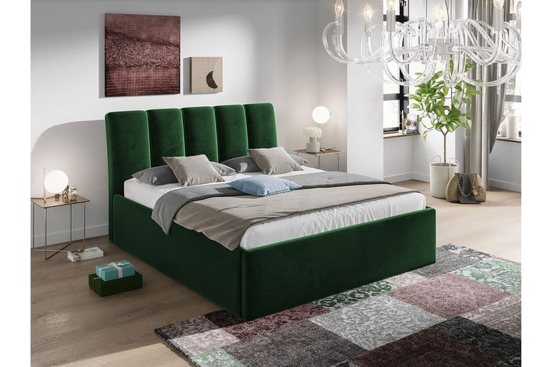 Aviemore Komplett Sängpaket med Förvaring 180x200 cm med Sänggavel + Bäddmadrass - Grön - Möbler - Säng - Sängram & sängstomme