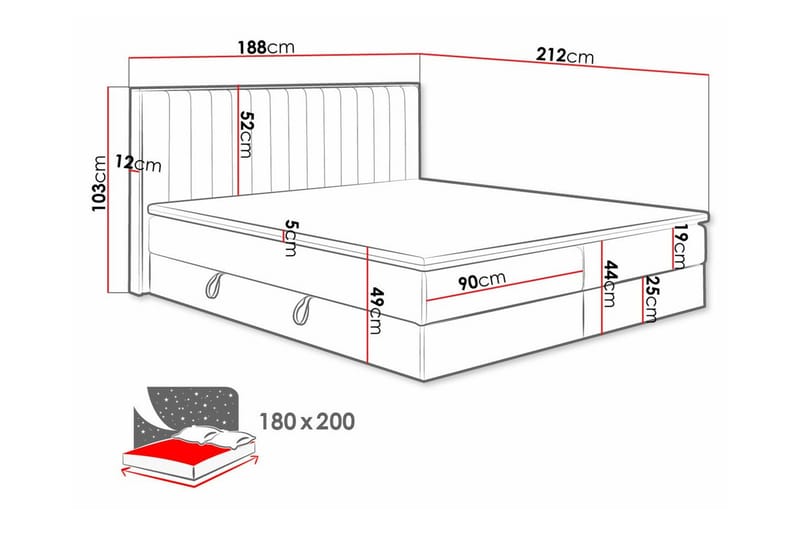 Aviemore Komplett Sängpaket med Förvaring 180x200 cm med Sänggavel + Bäddmadrass - Ljusgrå - Möbler - Säng - Sängram & sängstomme