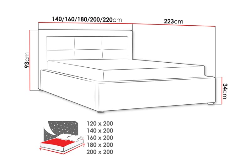 Axlunda Säng 200x200 cm Metallram  Svart - Svart - Möbler - Säng - Sängram & sängstomme