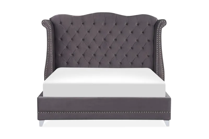 Ayette Dubbelsäng 160x200 cm, Grå/Sammet