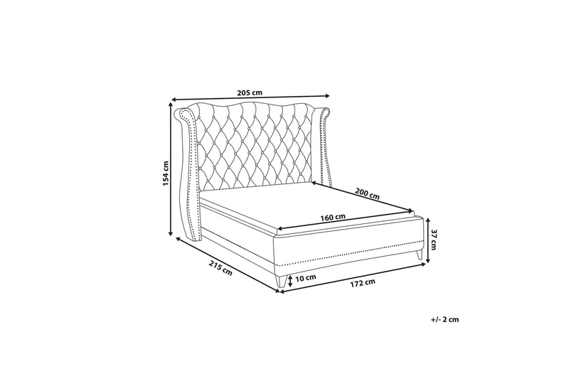 Ayette Dubbelsäng 160x200 cm - Grå/Sammet - Möbler - Säng - Sängram & sängstomme