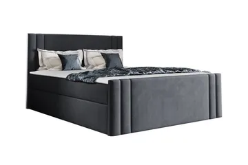 Betvallen Komplett Sängpaket 160x200 cm i Sammet med Förvaring + Sänggavel + Bäddmadrass - Antracit - Möbler - Säng - Sängram & sängstomme
