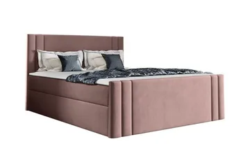 Betvallen Komplett Sängpaket 160x200 cm i Sammet med Förvaring + Sänggavel + Bäddmadrass - Rosa - Möbler - Säng - Sängram & sängstomme