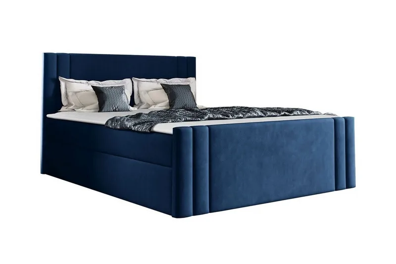 Betvallen Komplett Sängpaket 160x200 cm med Sänggavel + Bäddmadrass med Fasthetsgrad Medium, Blå