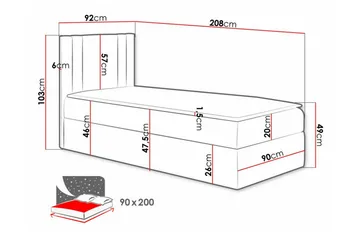 Betvallen Komplett Sängpaket 90x200 cm med Sänggavel + Bäddmadrass med Fasthetsgrad Medium - Blå - Möbler - Säng - Sängram & sängstomme