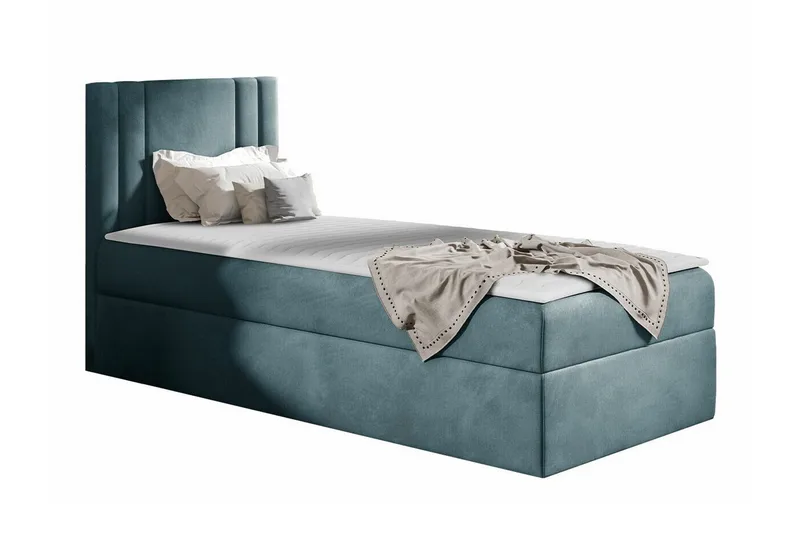 Betvallen Komplett Sängpaket 90x200 cm med Sänggavel + Bäddmadrass med Fasthetsgrad Medium, Bl å