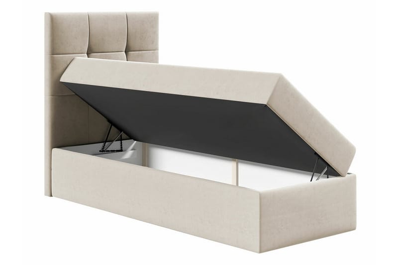 Boisdale Komplett Sängpaket med Förvaring 100x200 cm med Sänggavel + Bäddmadrass - Vit - Möbler - Säng - Sängram & sängstomme