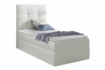 Boisdale Komplett Sängpaket med Förvaring 100x200 cm med Sänggavel + Bäddmadrass - Vit - Möbler - Säng - Sängram & sängstomme