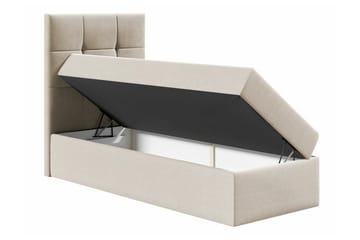 Boisdale Komplett Sängpaket med Förvaring 80x200 cm med Sänggavel + Bäddmadrass - Beige - Möbler - Säng - Sängram & sängstomme
