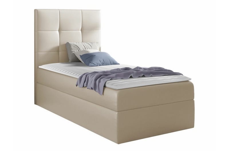 Boisdale Komplett Sängpaket med Förvaring 80x200 cm med Sänggavel + Bäddmadrass, Beige