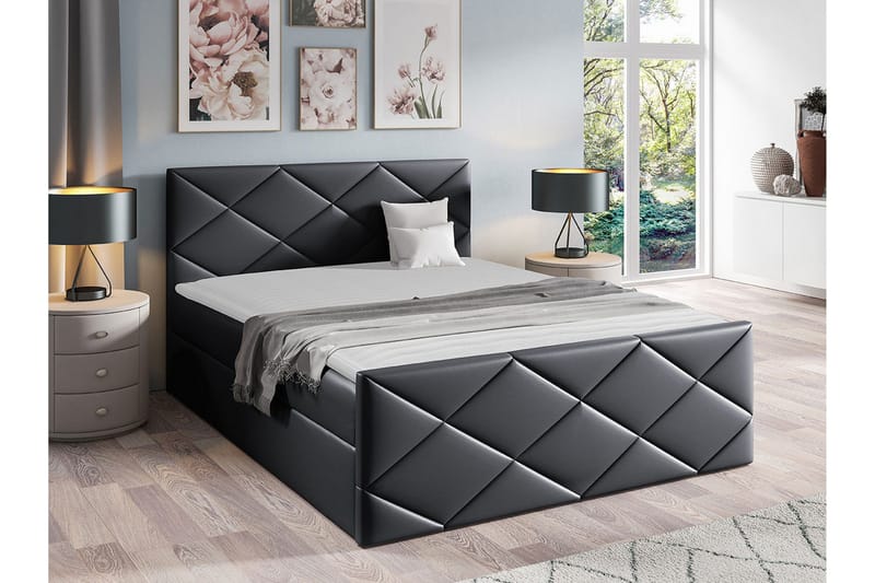 Boisdale Sängram 140x200 cm i Konstläder med Fasthetsgrad Medium - Svart - Möbler - Säng - Sängram & sängstomme