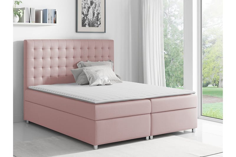 Boisdale Sängram 140x200 cm i Tyg med Sänggavel - Rosa - Möbler - Säng - Sängram & sängstomme