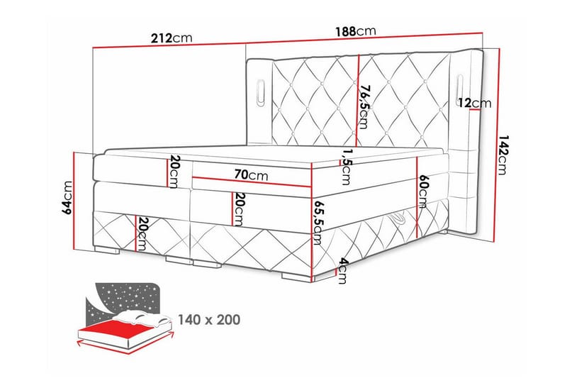 Boisdale Sängram 140x200 cm - Möbler - Säng - Sängram & sängstomme