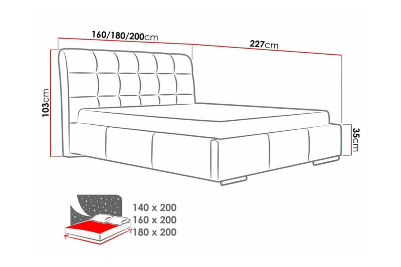 Boisdale Sängram 180x200 cm - Möbler - Säng - Sängram & sängstomme