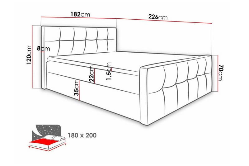 Boisdale Sängram 180x200 cm - Möbler - Säng - Sängram & sängstomme