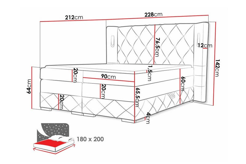 Boisdale Sängram 180x200 cm - Möbler - Säng - Sängram & sängstomme