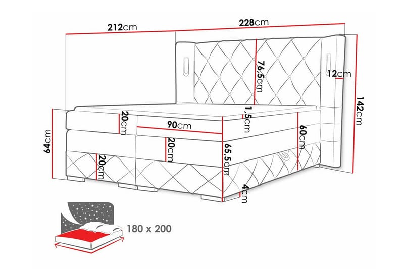 Boisdale Sängram 180x200 cm - Möbler - Säng - Sängram & sängstomme