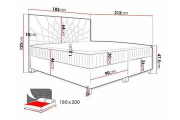 Boisdale Sängram 180x200 cm - Möbler - Säng - Sängram & sängstomme