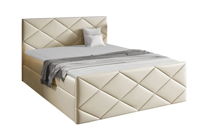 Boisdale Sängram med Förvaring 140x200 cm i Konstläder, Beige