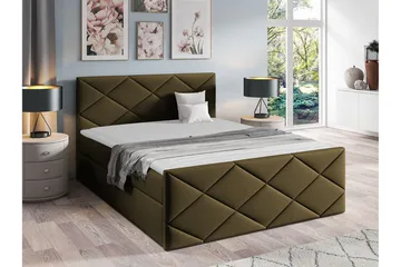 Boisdale Sängram med Förvaring 140x200 cm i Tyg - Mörk Olivgrön - Möbler - Säng - Sängram & sängstomme