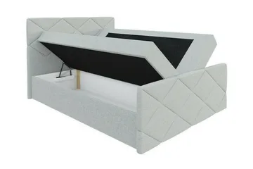 Boisdale Sängram med Förvaring 140x200 cm i Tyg med Fasthetsgrad Medium - Beige - Möbler - Säng - Sängram & sängstomme