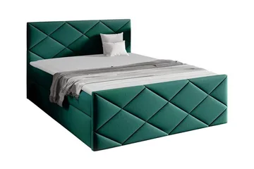Boisdale Sängram med Förvaring 140x200 cm i Tyg med Fasthetsgrad Medium - Grön - Möbler - Säng - Sängram & sängstomme