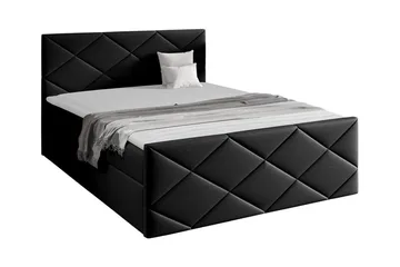 Boisdale Sängram med Förvaring 140x200 cm i Tyg med Fasthetsgrad Medium - Svart - Möbler - Säng - Sängram & sängstomme
