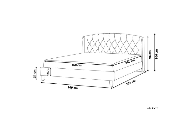 Bordeau| Dubbelsäng 160|200 cm - Beige - Sängram & sängstomme