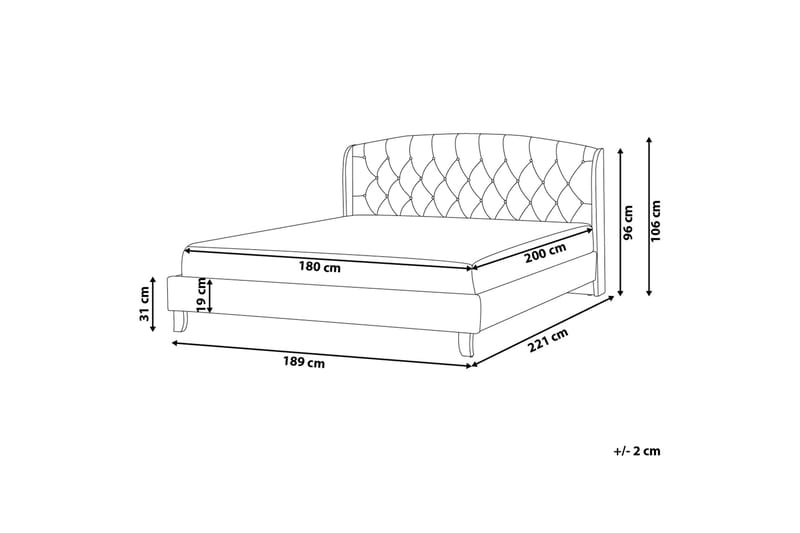 Bordeau Dubbelsäng 180 | 200 cm - Beige - Sängram & sängstomme