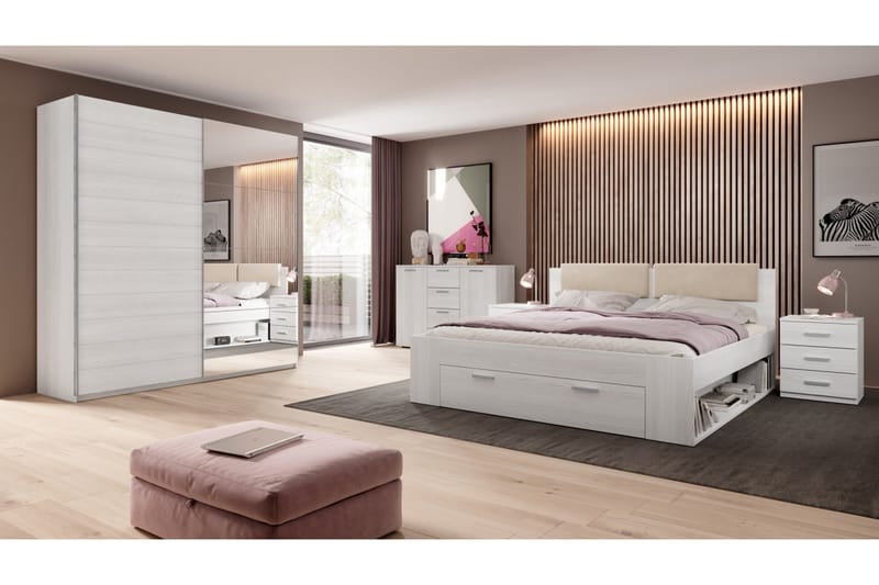 Bovera Sängram 140x200 cm - Askgrå|Vit - Möbler - Säng - Sängram & sängstomme