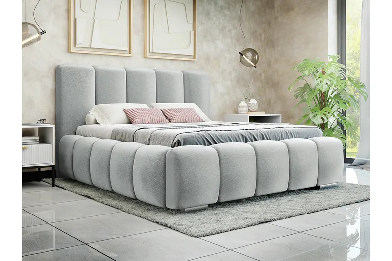 Cleaton Bubblig Sängram 140x200 cm - Grå / Ljus - Möbler - Säng - Sängram & sängstomme