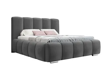 Cleaton Sängram 140x200 cm i Tyg med Förvaring och Sänggavel - Grå - Möbler - Säng - Sängram & sängstomme