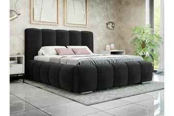 Cleaton Sängram 160x200 cm i Tyg med Förvaring och Sänggavel - Svart - Möbler - Säng - Sängram & sängstomme