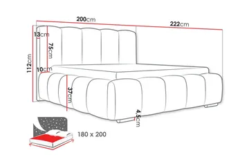 Cleaton Sängram 180x200 cm i Tyg med Förvaring och Sänggavel - Grå - Möbler - Säng - Sängram & sängstomme