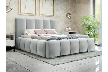 Cleaton Sängram 180x200 cm i Tyg med Förvaring och Sänggavel - Grå - Möbler - Säng - Sängram & sängstomme