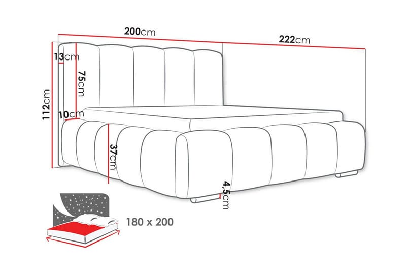 Cleaton Sängram 180x200 cm i Tyg med Förvaring och Sänggavel - Grön - Möbler - Säng - Sängram & sängstomme