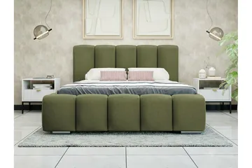 Cleaton Sängram 180x200 cm i Tyg med Förvaring och Sänggavel - Grön - Möbler - Säng - Sängram & sängstomme