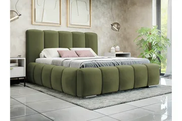 Cleaton Sängram 180x200 cm i Tyg med Förvaring och Sänggavel - Grön - Möbler - Säng - Sängram & sängstomme