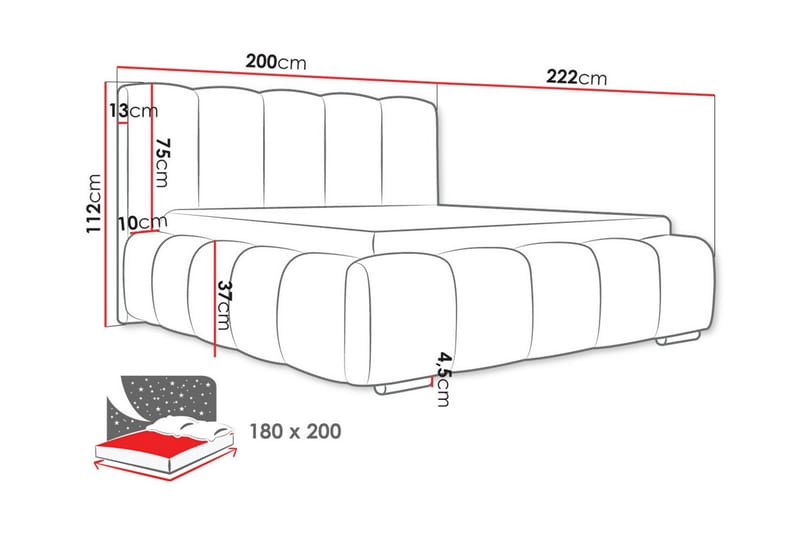 Cleaton Sängram 180x200 cm - Sängram & sängstomme