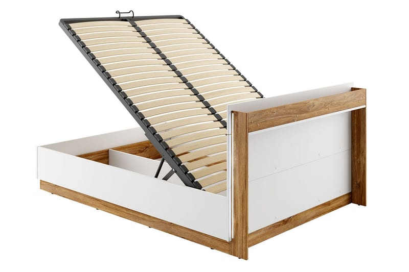 Dentro Säng 218x167x88 cm - Vit/Ek - Möbler - Säng - Sängram & sängstomme