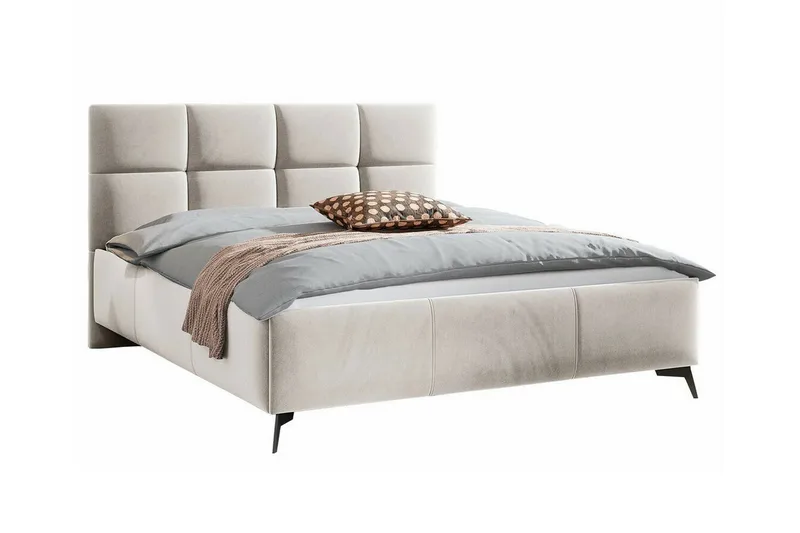 Derry Komplett Sängpaket 160x200 cm med Förvaring och Sänggavel + Bäddmadrass, Beige