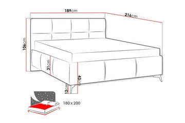 Derry Komplett Sängpaket 180x200 cm i Sammet med Förvaring och Sänggavel + Bäddmadrass - Beige - Möbler - Säng - Sängram & sängstomme