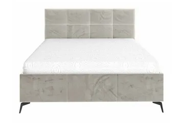 Derry Komplett Sängpaket 180x200 cm i Sammet med Förvaring och Sänggavel + Bäddmadrass - Beige - Möbler - Säng - Sängram & sängstomme