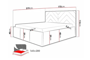 Derry Komplett Sängpaket med Förvaring 160x200 cm i Sammet med Sänggavel + Bäddmadrass - Blå - Möbler - Säng - Sängram & sängstomme