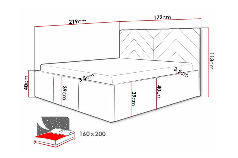 Derry Komplett Sängpaket med Förvaring 160x200 cm i Sammet med Sänggavel + Bäddmadrass - Blå - Möbler - Säng - Sängram & sängstomme